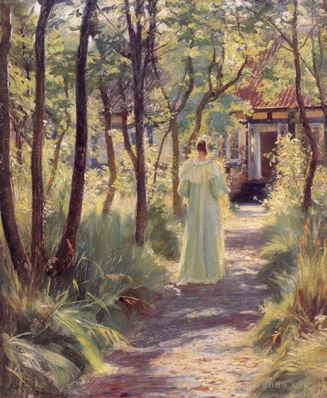 佩德·塞韦林·克罗 的油画作品 -  《花园里的玛丽,1895》