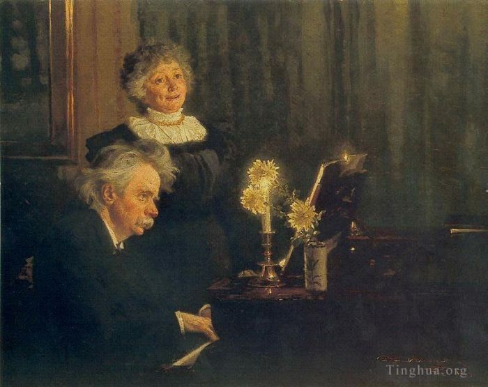佩德·塞韦林·克罗 的油画作品 -  《尼娜与爱德华·格里格,1892》
