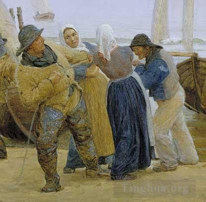 佩德·塞韦林·克罗 的油画作品 -  《霍恩贝克渔民,1875》