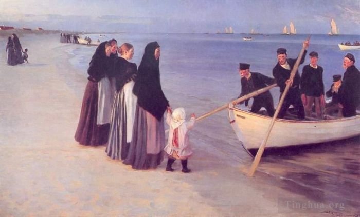 佩德·塞韦林·克罗 的油画作品 -  《斯卡恩渔民,1894》