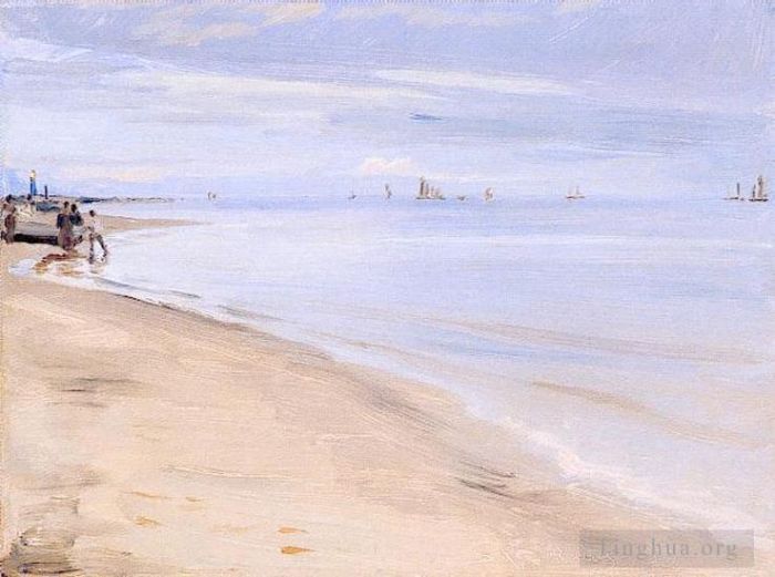 佩德·塞韦林·克罗 的油画作品 -  《斯卡恩海滩海滨》