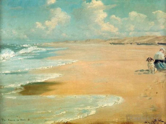 佩德·塞韦林·克罗 的油画作品 -  《斯滕比约海滨》