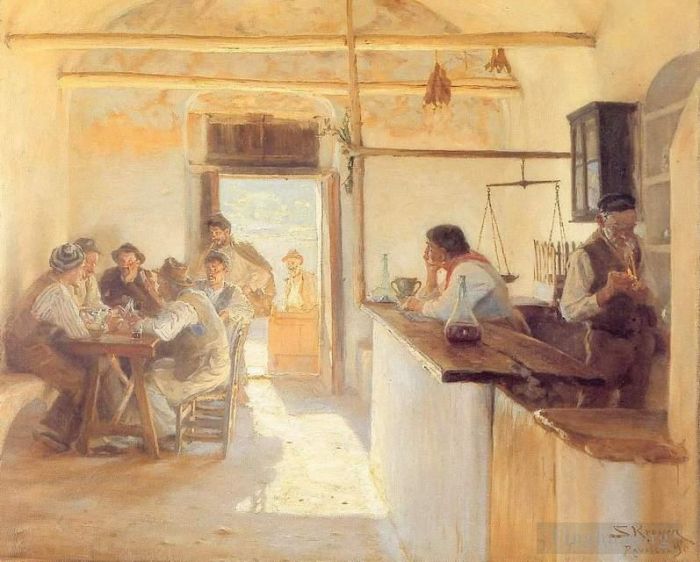 佩德·塞韦林·克罗 的油画作品 -  《拉维罗酒馆,1890》