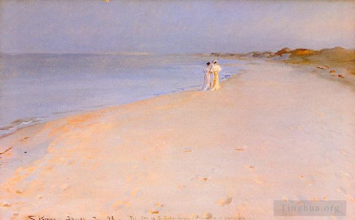 佩德·塞韦林·克罗 的油画作品 -  《斯卡恩的塔尔德德维拉诺,1893》