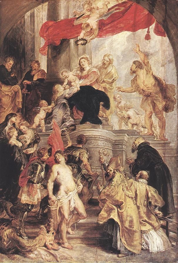 彼得·保罗·鲁本斯 的油画作品 -  《圣凯瑟琳的订婚素描》