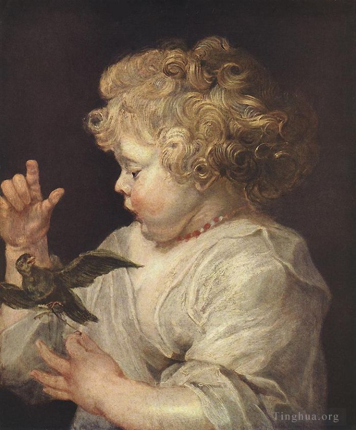 彼得·保罗·鲁本斯 的油画作品 -  《男孩与鸟》