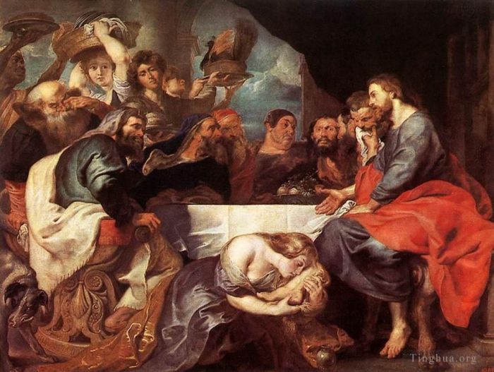 彼得·保罗·鲁本斯 的油画作品 -  《法利赛人西门的基督》