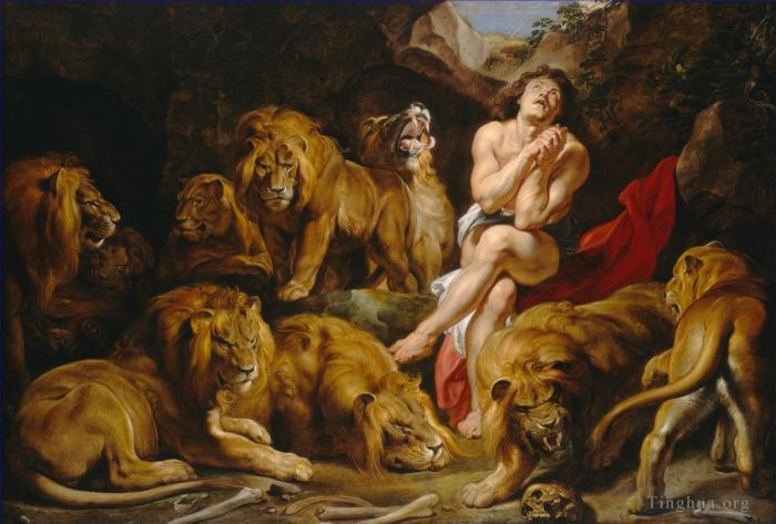彼得·保罗·鲁本斯 的油画作品 -  《狮子巢穴中的丹尼尔》