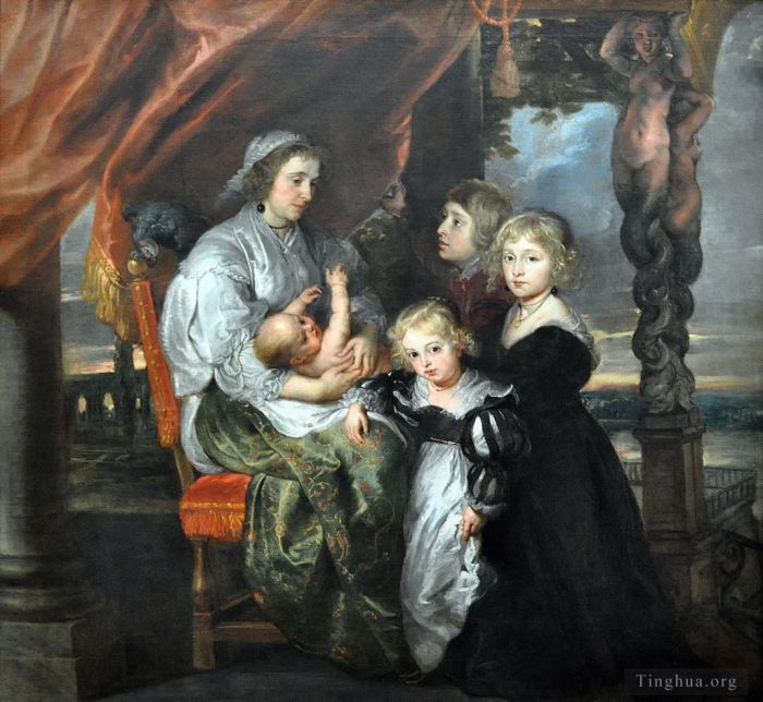 彼得·保罗·鲁本斯 的油画作品 -  《黛博拉·基普,巴尔塔萨·杰比尔爵士的妻子和她的孩子们》