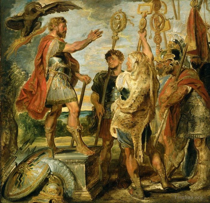 彼得·保罗·鲁本斯 的油画作品 -  《德修斯·穆斯向军团讲话》