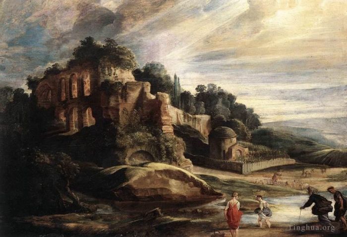 彼得·保罗·鲁本斯 的油画作品 -  《罗马帕拉丁山遗址景观》