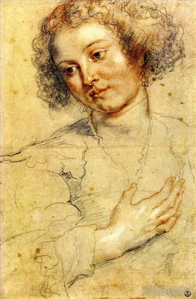 彼得·保罗·鲁本斯 的油画作品 -  《彼得保罗女人的头和右手》