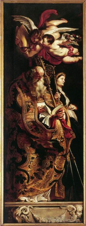 艺术家彼得·保罗·鲁本斯作品《圣阿曼德和沃尔普吉斯升起十字架》