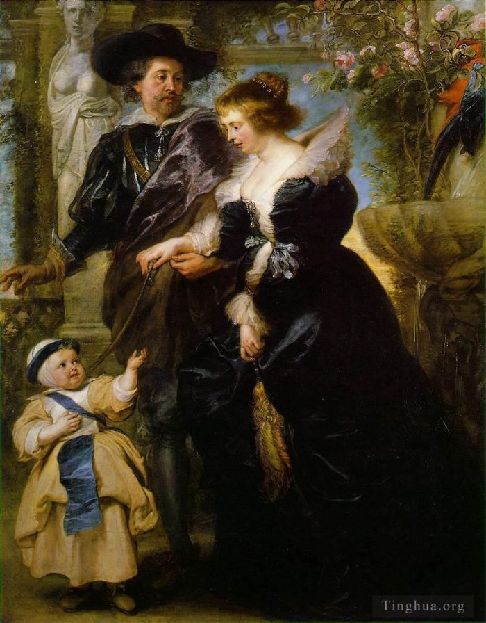 彼得·保罗·鲁本斯 的油画作品 -  《鲁本斯的妻子海伦娜·福尔曼和他们的儿子彼得·保罗》
