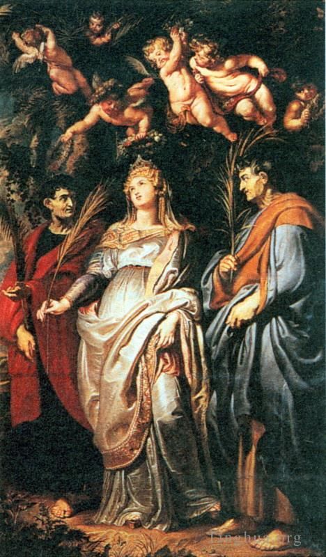彼得·保罗·鲁本斯 的油画作品 -  《圣多米蒂拉与圣涅柔斯和圣阿基琉斯》