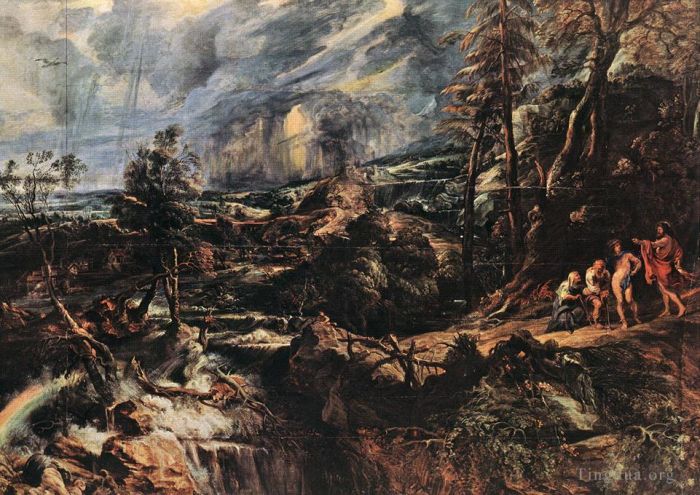 彼得·保罗·鲁本斯 的油画作品 -  《风雨如磐的风景》
