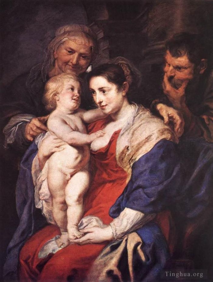 彼得·保罗·鲁本斯 的油画作品 -  《神圣家族与圣安妮》