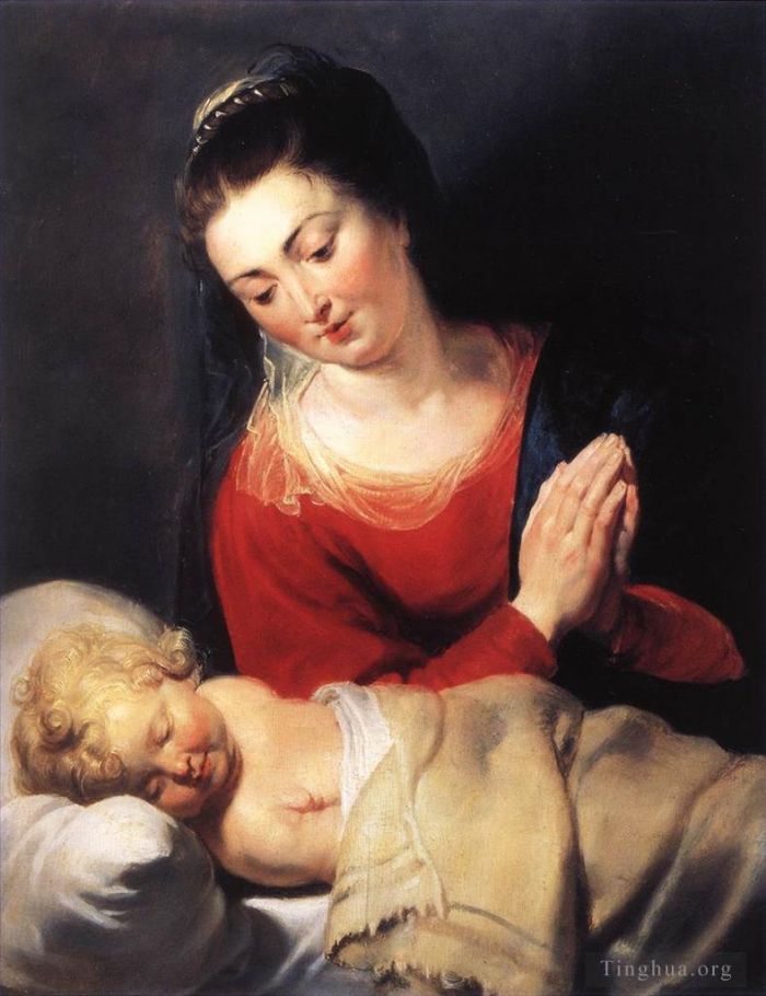 彼得·保罗·鲁本斯 的油画作品 -  《圣母在圣婴前朝拜》