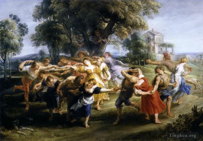 彼得·保罗·鲁本斯 的油画作品 -  《意大利村民的舞蹈》
