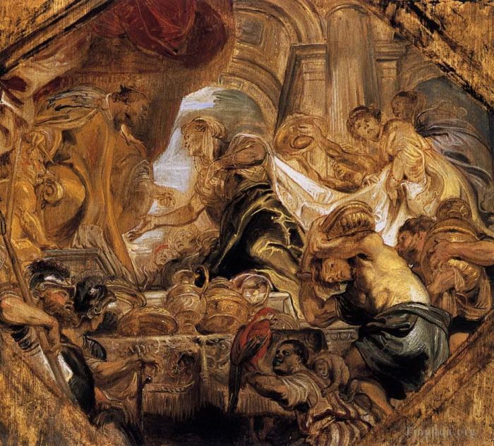 彼得·保罗·鲁本斯 的油画作品 -  《所罗门王和示巴女王》
