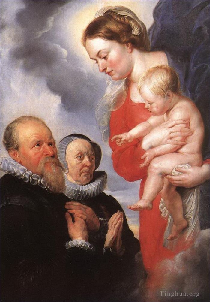 彼得·保罗·鲁本斯 的油画作品 -  《麦当娜和孩子与捐赠者亚历山大·古博和他的妻子安妮·安东尼》