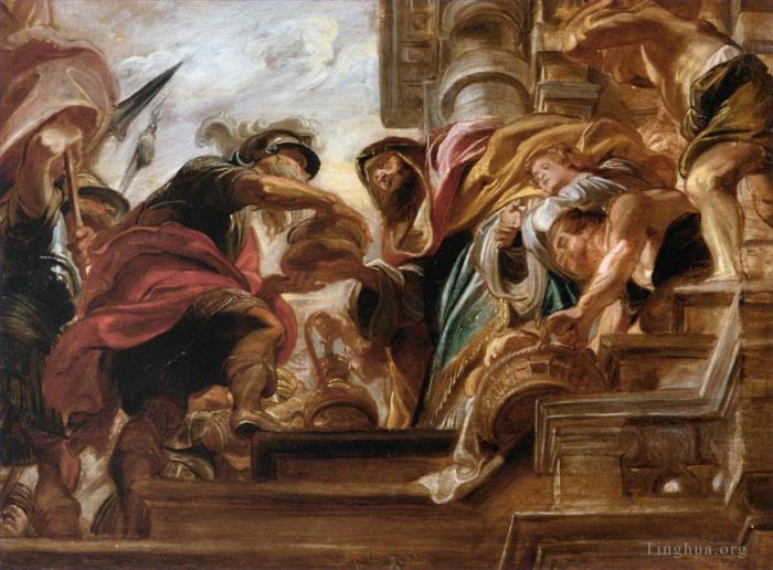彼得·保罗·鲁本斯 的油画作品 -  《亚伯拉罕和麦基洗德的会面,1621》