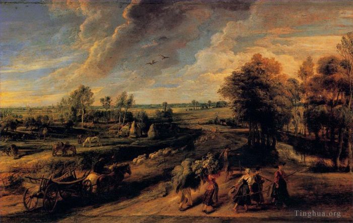 彼得·保罗·鲁本斯 的油画作品 -  《农民工从田间回来》