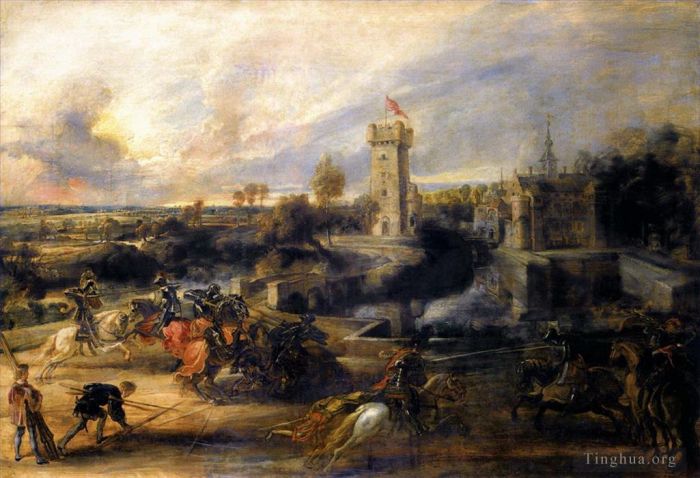 彼得·保罗·鲁本斯 的油画作品 -  《斯廷城堡前的锦标赛,1637》
