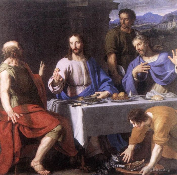 菲利普·德·尚帕涅 的油画作品 -  《以马忤斯的晚餐》