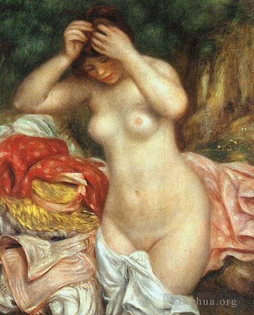 皮埃尔·奥古斯特·雷诺阿 的油画作品 -  《沐浴者整理头发》