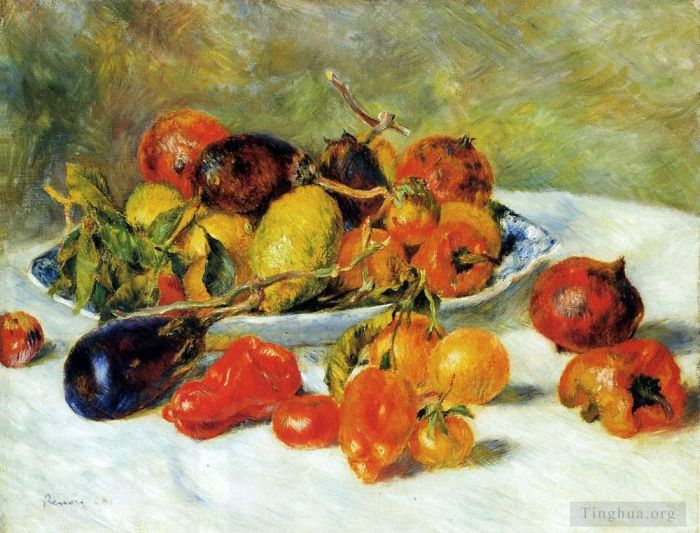 皮埃尔·奥古斯特·雷诺阿 的油画作品 -  《迷笛静物画中的水果》