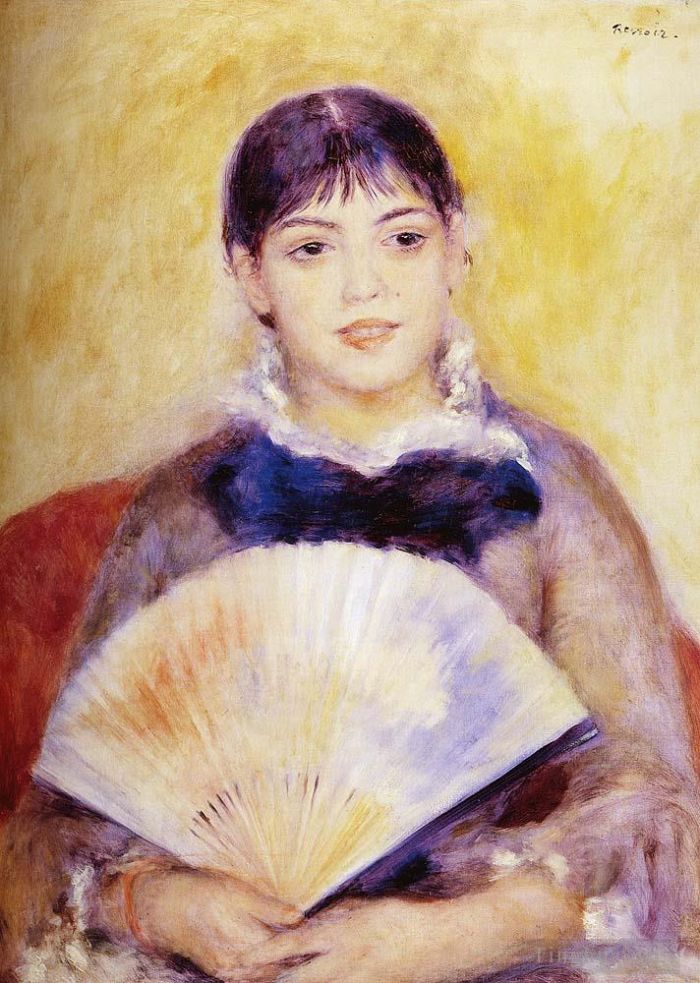 皮埃尔·奥古斯特·雷诺阿 的油画作品 -  《有扇子的女孩》