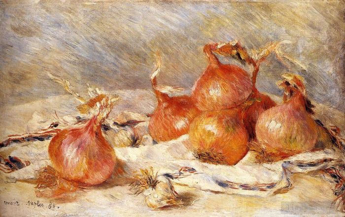 皮埃尔·奥古斯特·雷诺阿 的油画作品 -  《亨利洋葱静物》