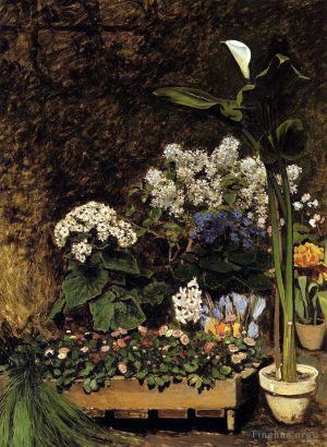 艺术家皮埃尔·奥古斯特·雷诺阿作品《混合春天的花朵》