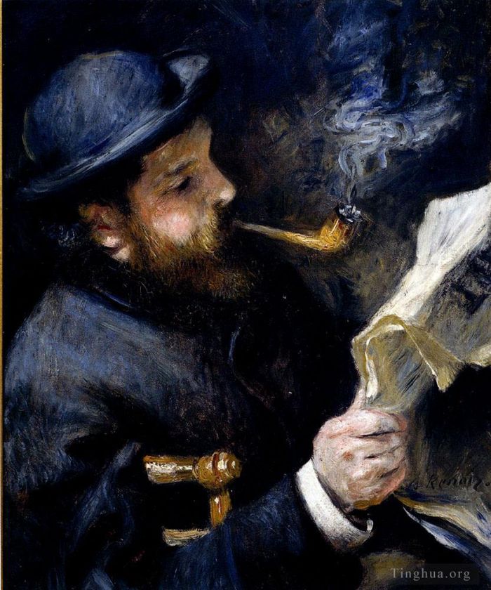 皮埃尔·奥古斯特·雷诺阿 的油画作品 -  《看报纸》