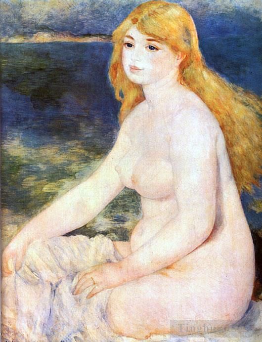皮埃尔·奥古斯特·雷诺阿 的油画作品 -  《金发碧眼的沐浴者》