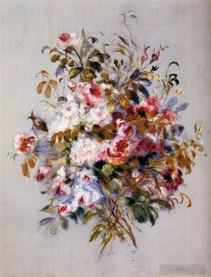 艺术家皮埃尔·奥古斯特·雷诺阿作品《玫瑰花束》