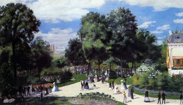 皮埃尔·奥古斯特·雷诺阿 的油画作品 -  《香榭丽舍大街,巴黎博览会》