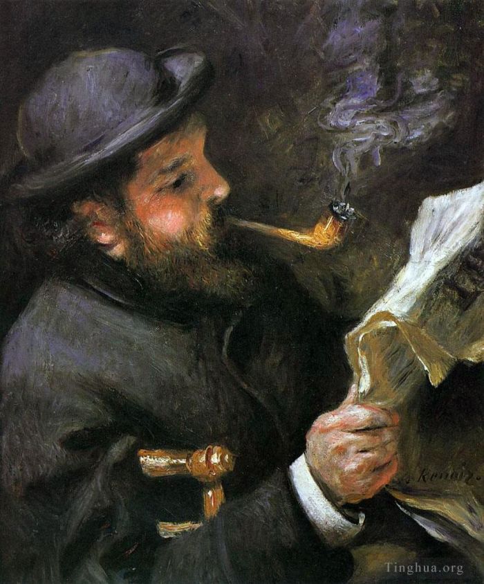 皮埃尔·奥古斯特·雷诺阿 的油画作品 -  《克劳德·莫奈读书》