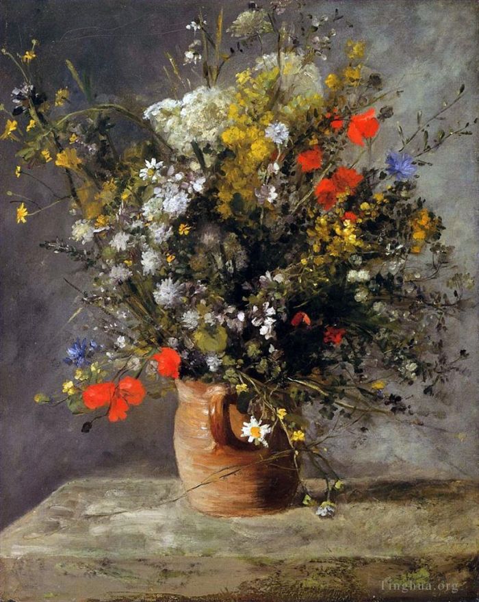 皮埃尔·奥古斯特·雷诺阿 的油画作品 -  《花瓶里的花,1866》