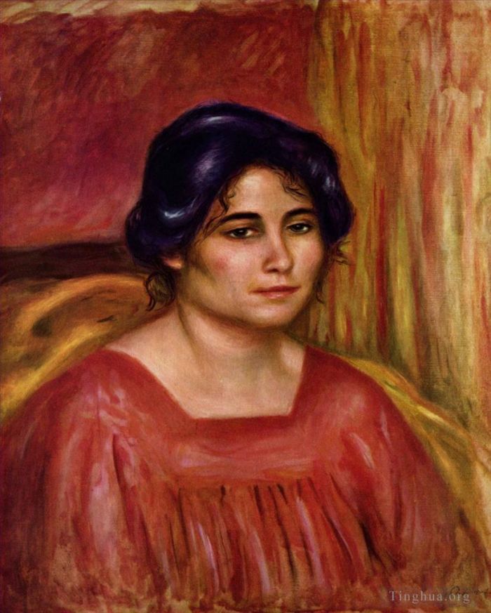 皮埃尔·奥古斯特·雷诺阿 的油画作品 -  《加布里埃尔穿着红色衬衫》
