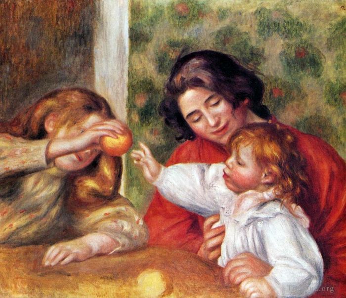 皮埃尔·奥古斯特·雷诺阿 的油画作品 -  《加布里埃尔与吉恩和小》