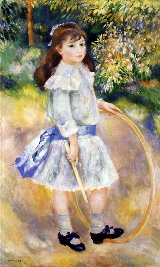 皮埃尔·奥古斯特·雷诺阿 的油画作品 -  《有箍的女孩》