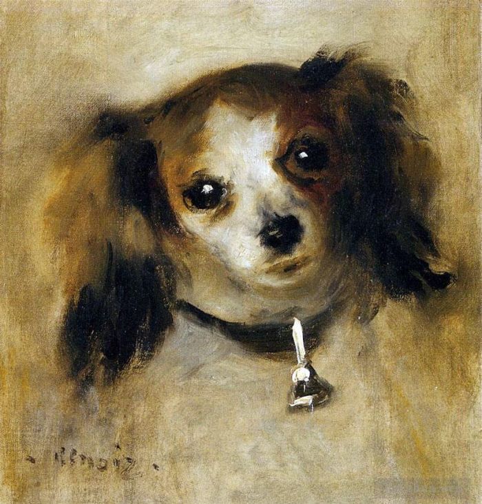 皮埃尔·奥古斯特·雷诺阿 的油画作品 -  《一只狗的头》