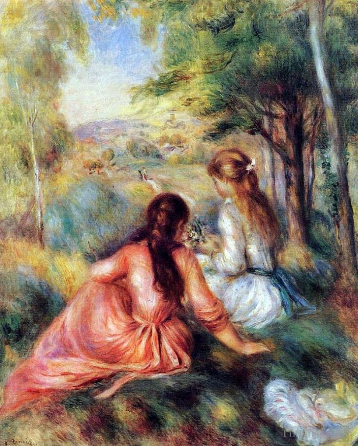 皮埃尔·奥古斯特·雷诺阿 的油画作品 -  《在草地上》