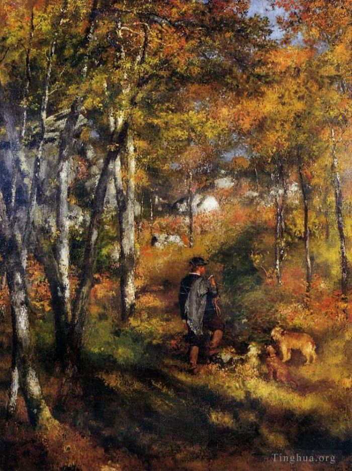 皮埃尔·奥古斯特·雷诺阿 的油画作品 -  《Jules,le,couer,在枫丹白露森林》