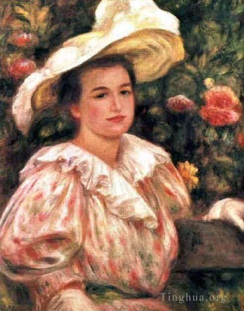 皮埃尔·奥古斯特·雷诺阿 的油画作品 -  《戴白帽子的女士》
