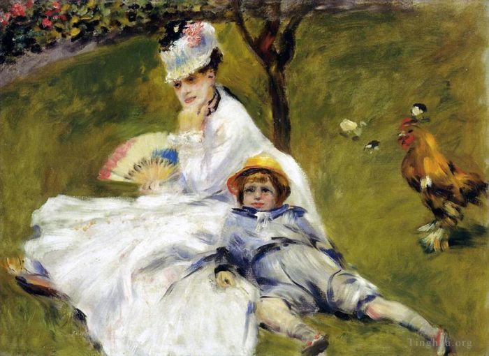 皮埃尔·奥古斯特·雷诺阿 的油画作品 -  《莫奈夫人和他的儿子》