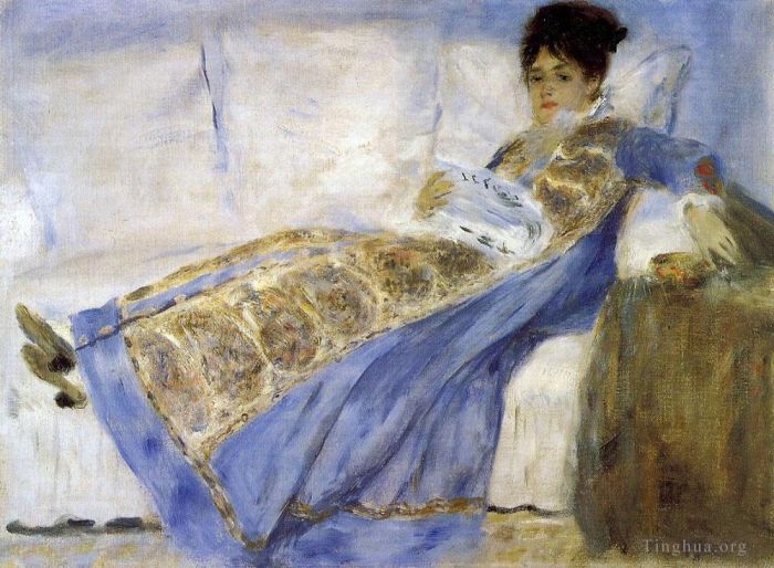 皮埃尔·奥古斯特·雷诺阿 的油画作品 -  《莫奈夫人躺在沙发上》