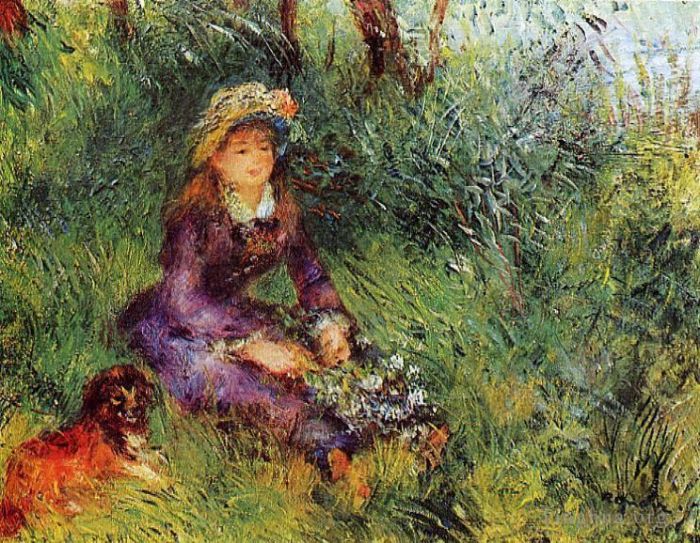 皮埃尔·奥古斯特·雷诺阿 的油画作品 -  《夫人与狗》
